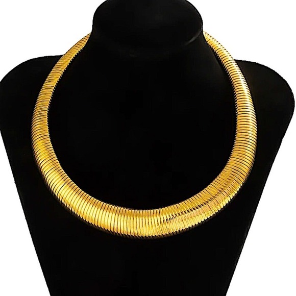 Gold Collar Exaggerated Choker Grunge Punk Spiral - Picture 2 of 4